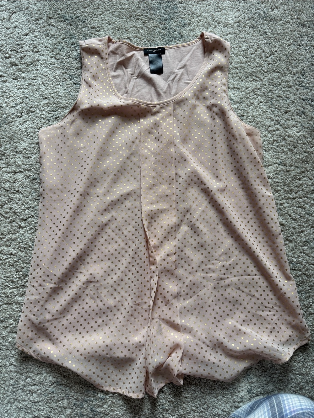 Ann Taylor Blush Pink Tank with Metallic Gold Dots